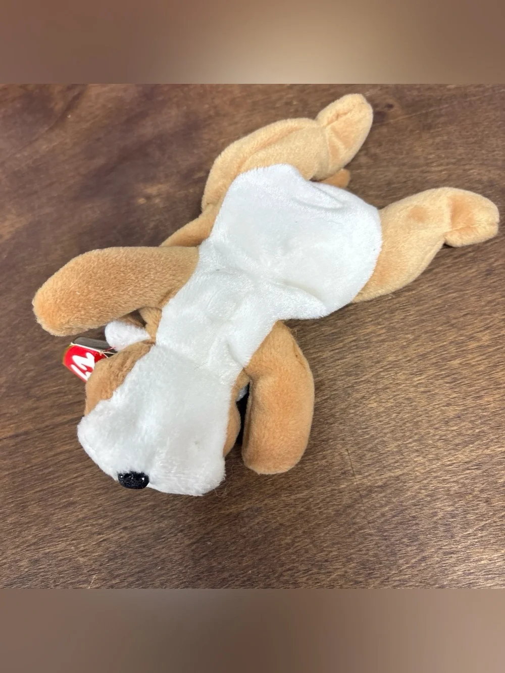 1996 Wrinkles Ty Plush Dog Toy - Brown and White Cuddly Puppy